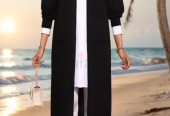 جاكيت طويل بجيب للسيدات – صناعة تركية Long Jacket with Pockets for Ladies Turkish Made