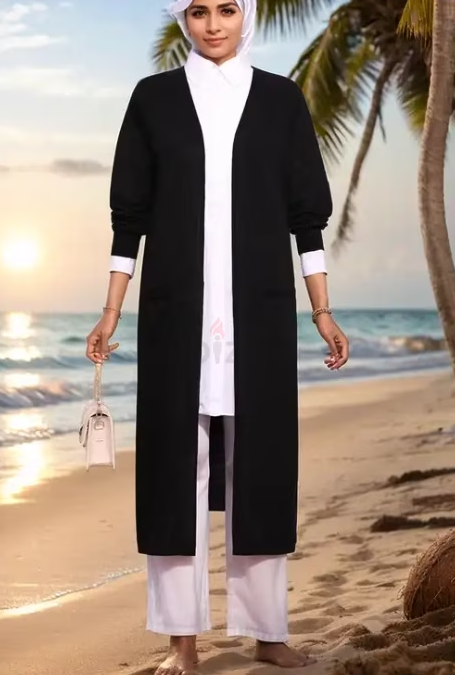 جاكيت طويل بجيب للسيدات – صناعة تركية Long Jacket with Pockets for Ladies Turkish Made
