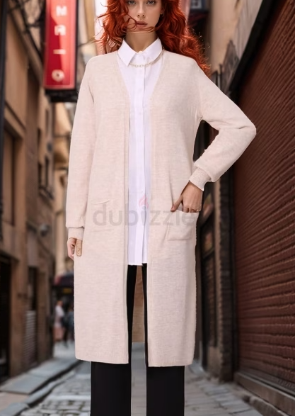 جاكيت طويل بجيب للسيدات – صناعة تركية Long Jacket with Pockets for Ladies Turkish Made