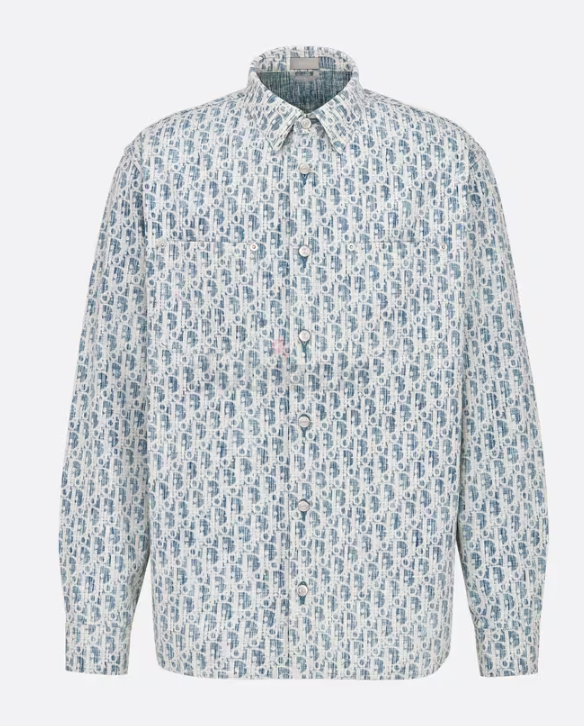 Dior ,Overshirt, Blue and Whiteو Oblique Kasuri Cotton Denim
