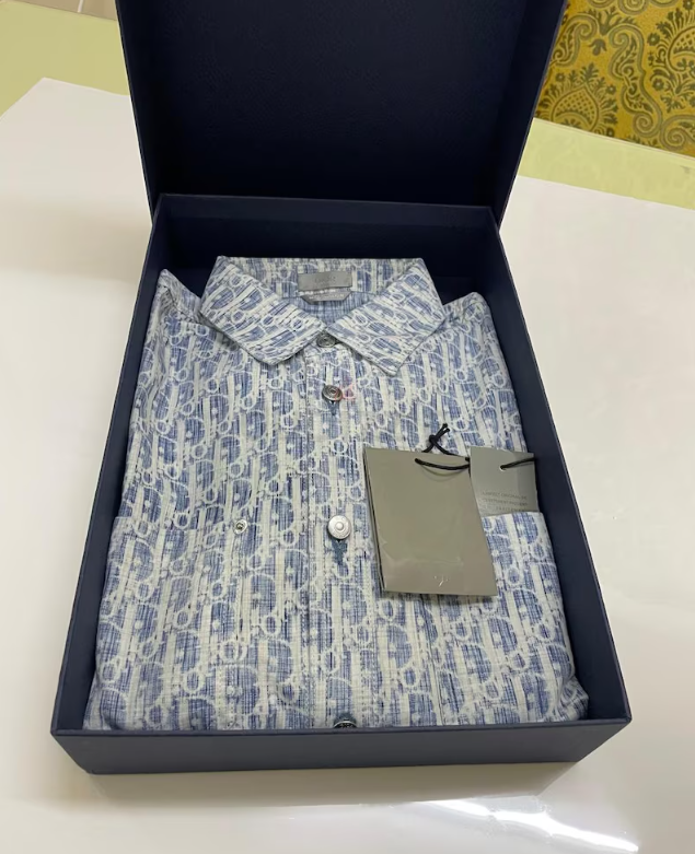 Dior ,Overshirt, Blue and Whiteو Oblique Kasuri Cotton Denim