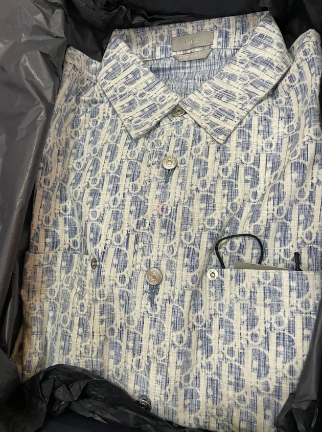 Dior ,Overshirt, Blue and Whiteو Oblique Kasuri Cotton Denim
