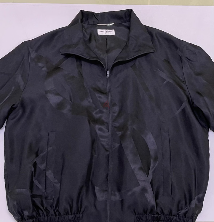 SAINT LAURENT Cassandre Teddy Jacket in Silk-twill Made in Italy