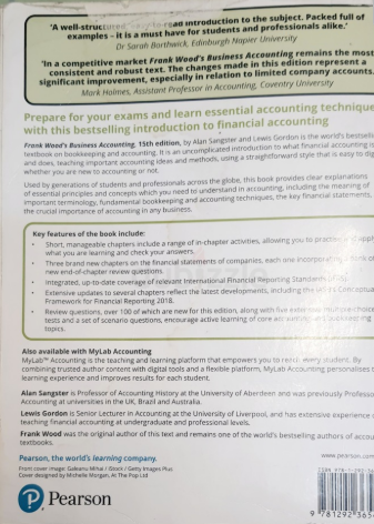 Frank Woods BUSINESS ACCOUNTING 15th edition