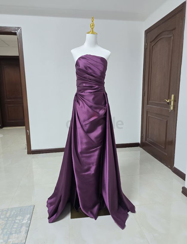 Elegant Aubergine (deep purple) Satin Gown / wedding guest dress- Worn Once