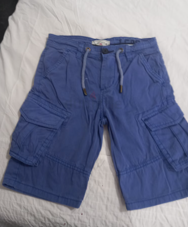 Blue jeans shorts with pockets, size 8-9 years