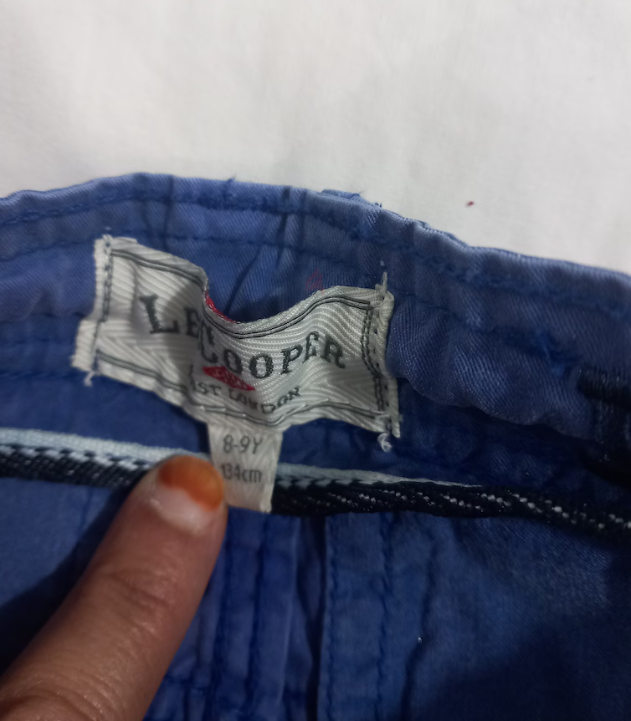 Blue jeans shorts with pockets, size 8-9 years