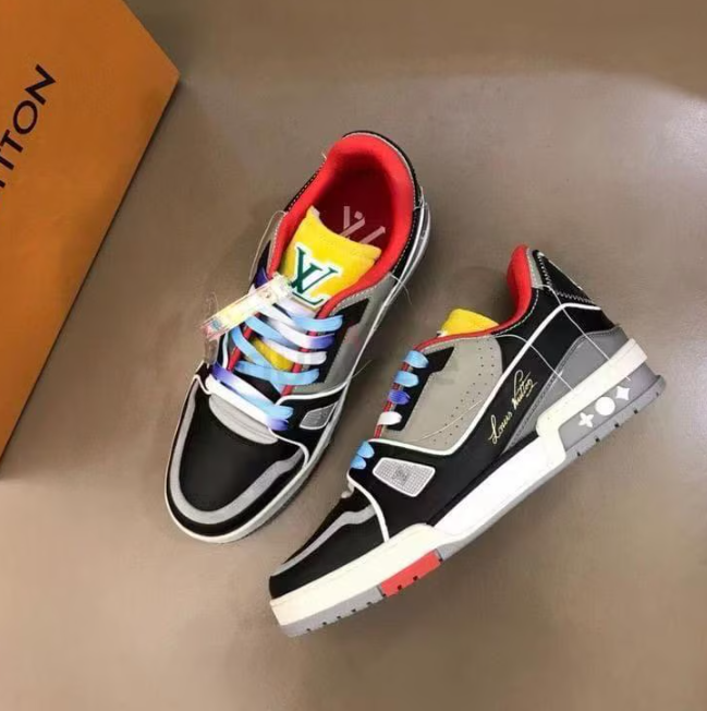 LOUIS VUITTON Luxury Orange Custom Sneakers For Streetwear
