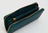 Brand New Charles Keith Green Textured Zip-around Wallet