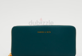 Brand New Charles Keith Green Textured Zip-around Wallet