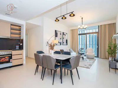 Fully Furnished 3-Bed Apartment at High Floor with Burj Khalifa Views