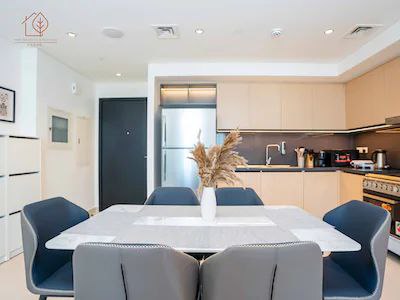 Fully Furnished 3-Bed Apartment at High Floor with Burj Khalifa Views