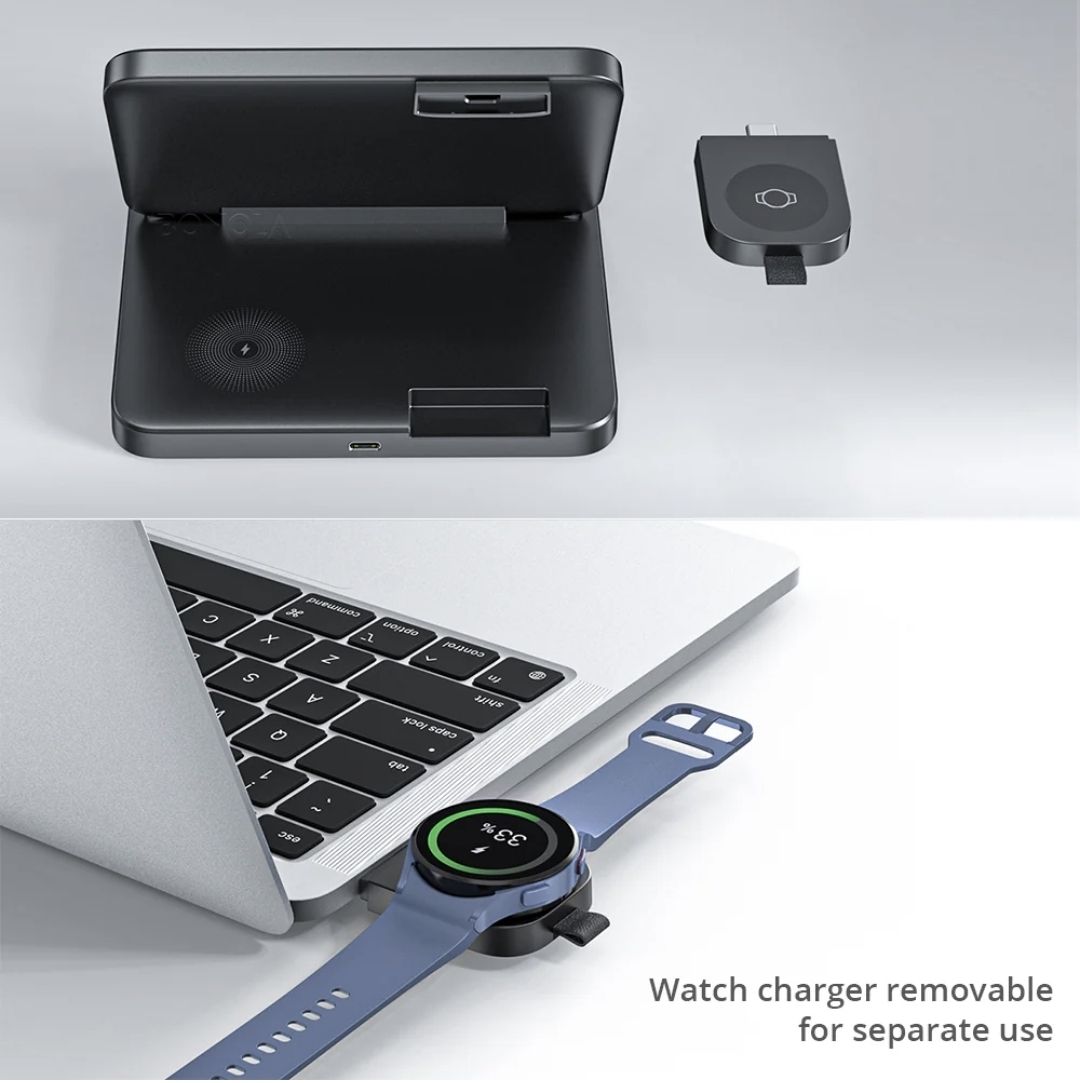 3-in-1 Foldable Fast Wireless Charger for Samsung Z Fold/Flip + Galaxy Watch + Buds”