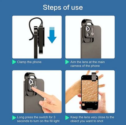 200X Pocket Microscope Lens for Phones عدسة مجهر جیب للهواتف X200