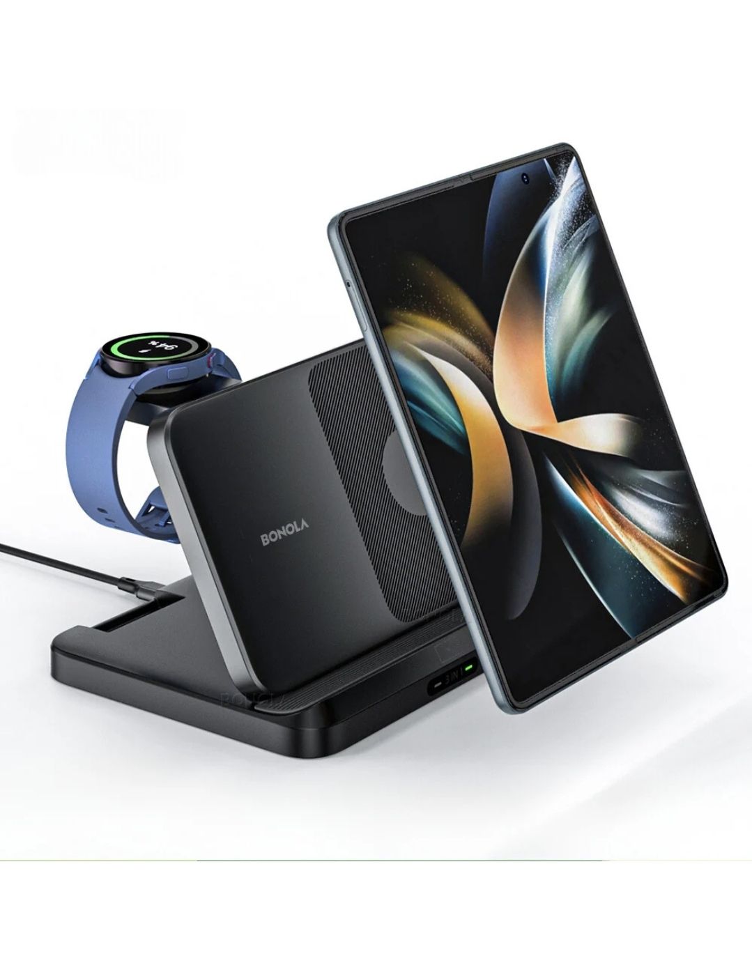 3-in-1 Foldable Fast Wireless Charger for Samsung Z Fold/Flip + Galaxy Watch + Buds”