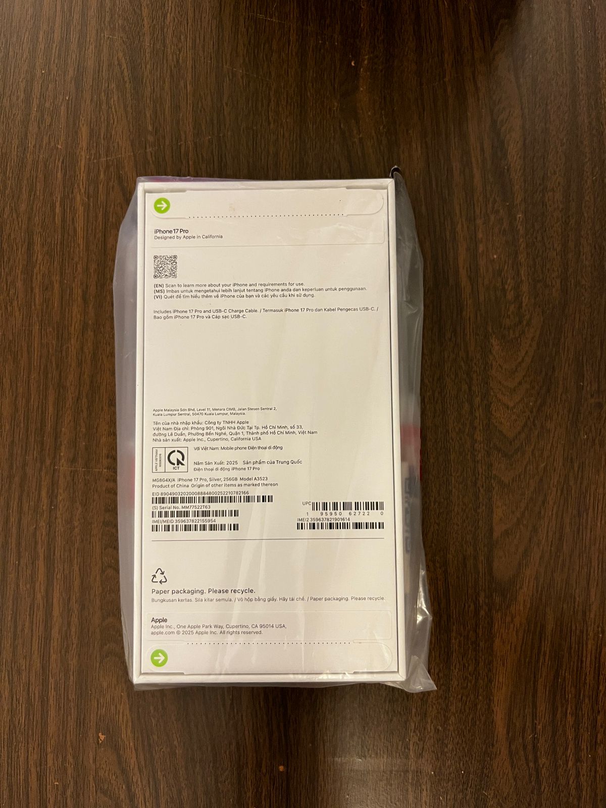 iPhone 17 Pro 256GB Silver 5G (Nano SIM + eSIM) With FaceTime – International Version (Non Active)