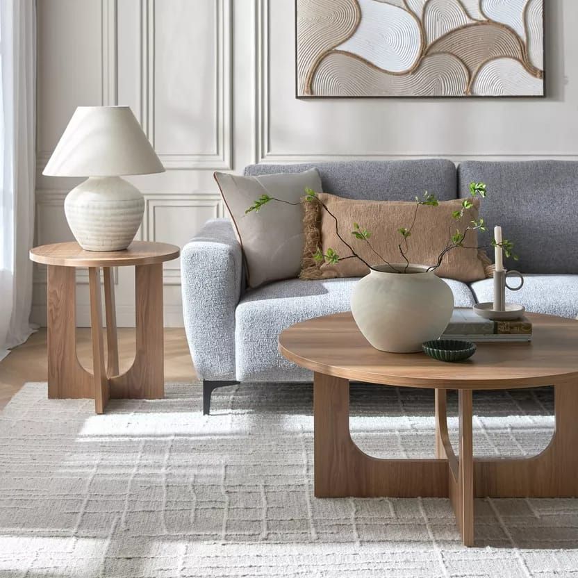 Modern Round Coffee Table for Stylish Living Room Coular Walnut Melamine size w600mmH450mm