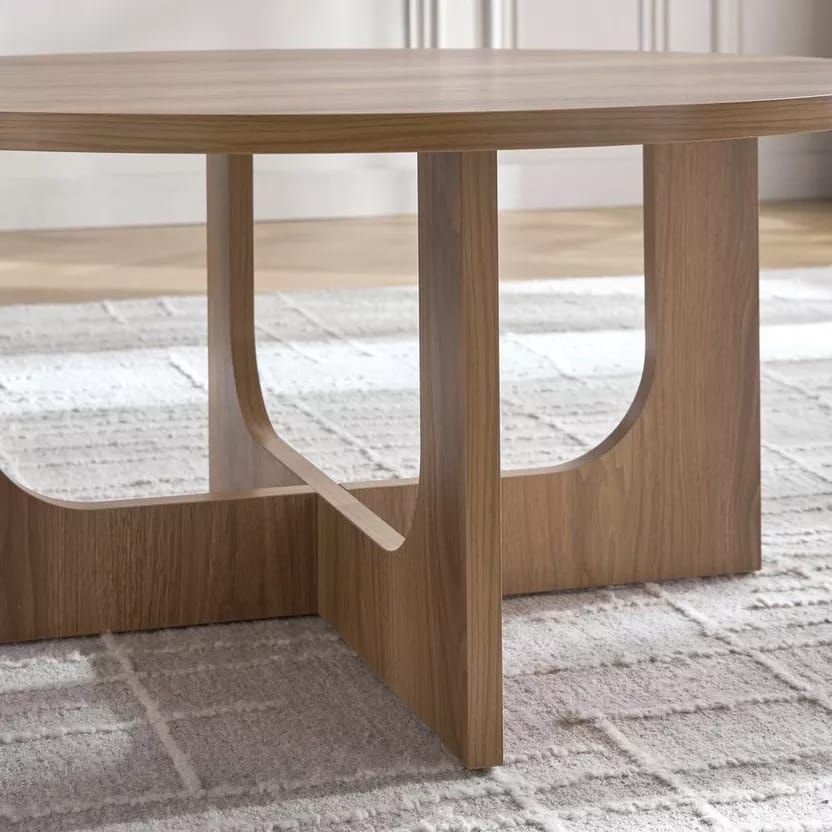 Modern Round Coffee Table for Stylish Living Room Coular Walnut Melamine size w600mmH450mm