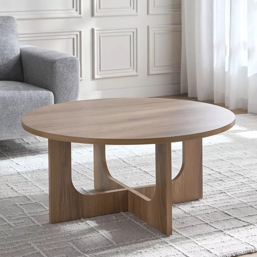 Modern Round Coffee Table for Stylish Living Room Coular Walnut Melamine size w600mmH450mm