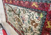 Fine Persian Qom Hunting Scene Rug – Silk Foundation, Silk Highlights