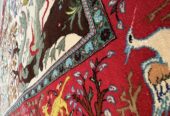 Fine Persian Qom Hunting Scene Rug – Silk Foundation, Silk Highlights