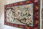 Fine Persian Qom Hunting Scene Rug – Silk Foundation, Silk Highlights