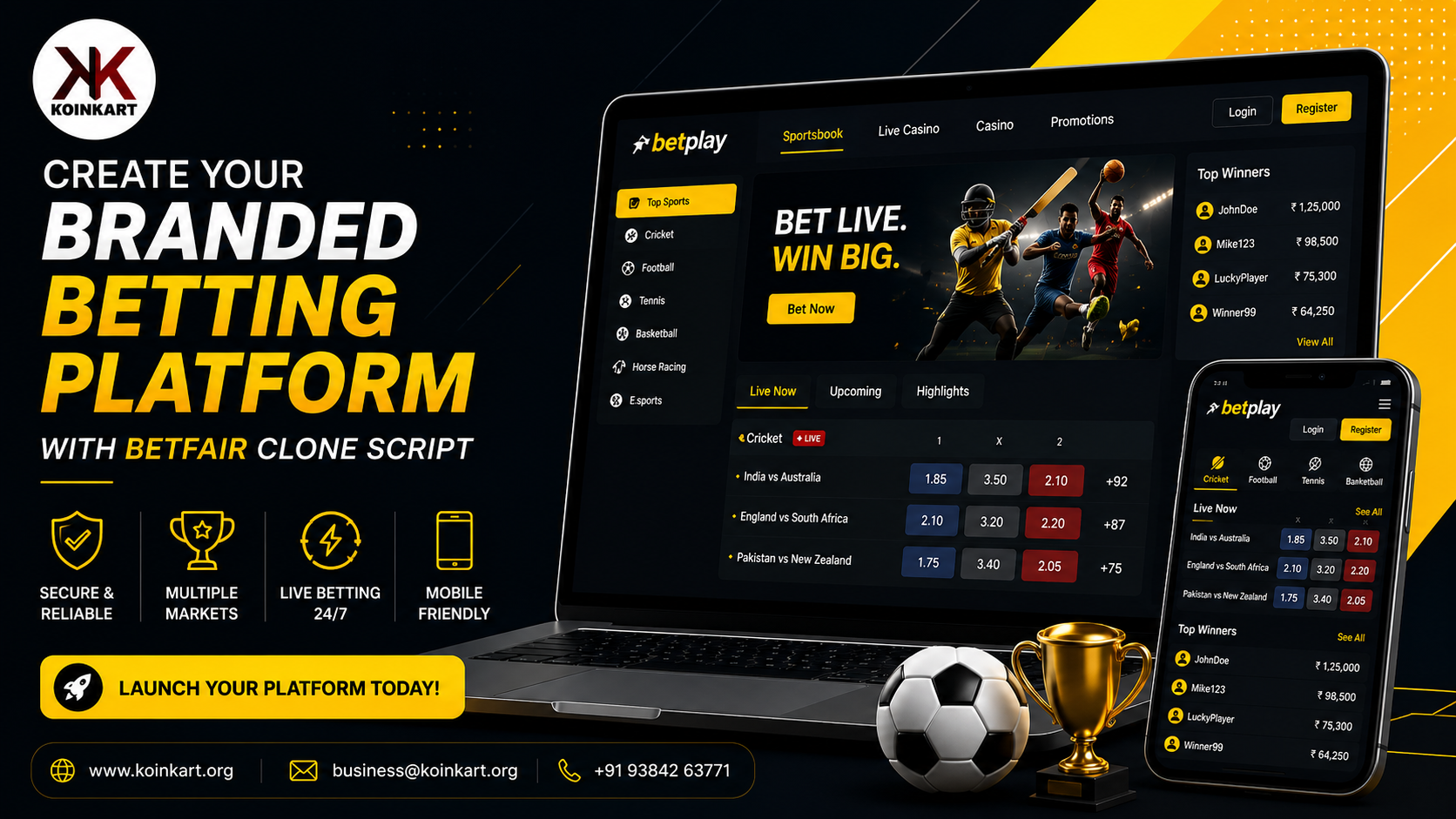 Create Your Branded Betting Platform with Betfair Clone Script